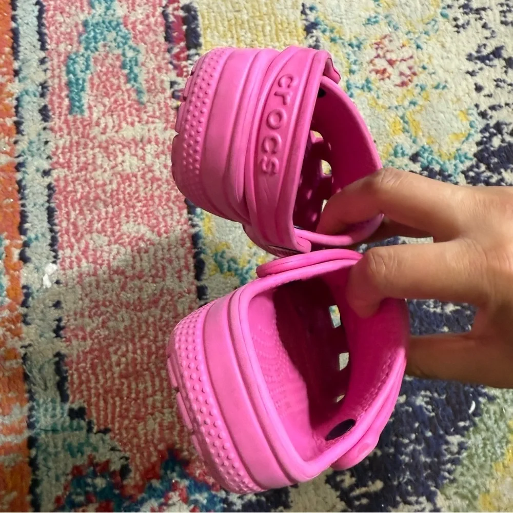 Crocs Kids Pink Clogs with Fun Charms size c9